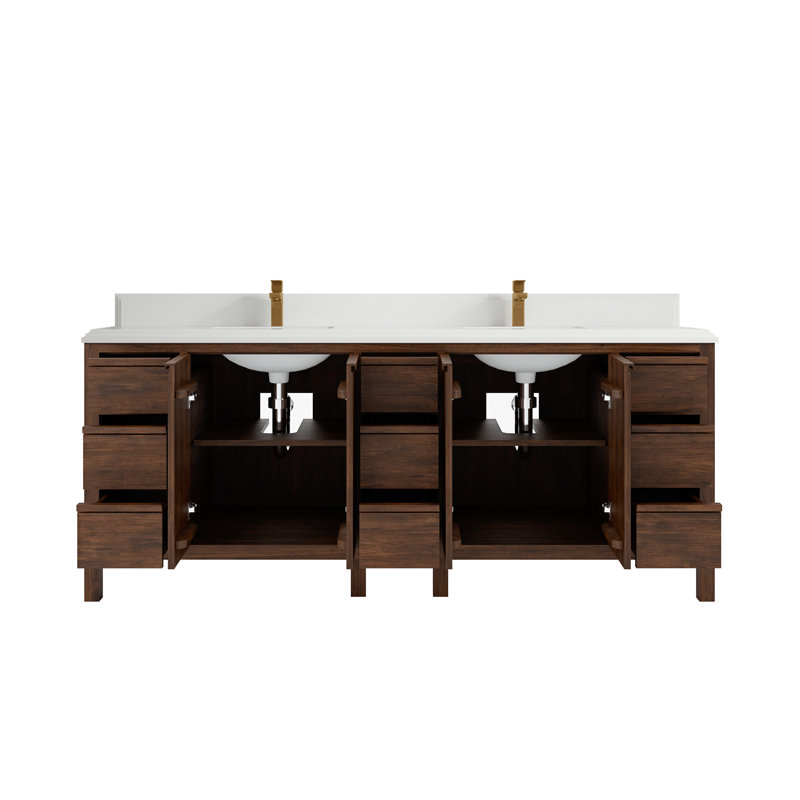 Willow Collections 84'' Double Bathroom Vanity with Quartz Top | Wayfair